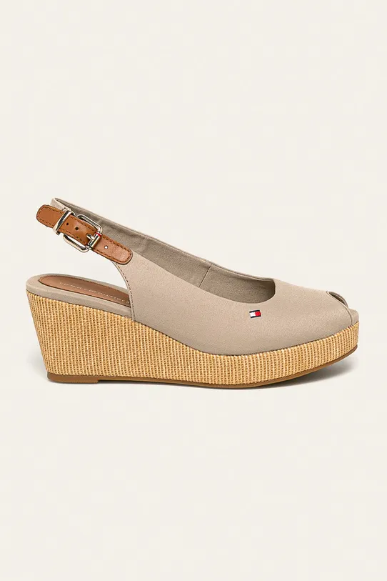 Tommy Hilfiger - Σανδάλια ICONIC ELBA SLING BACK WEDGE πλατφόρμα μπεζ FW0FW04788