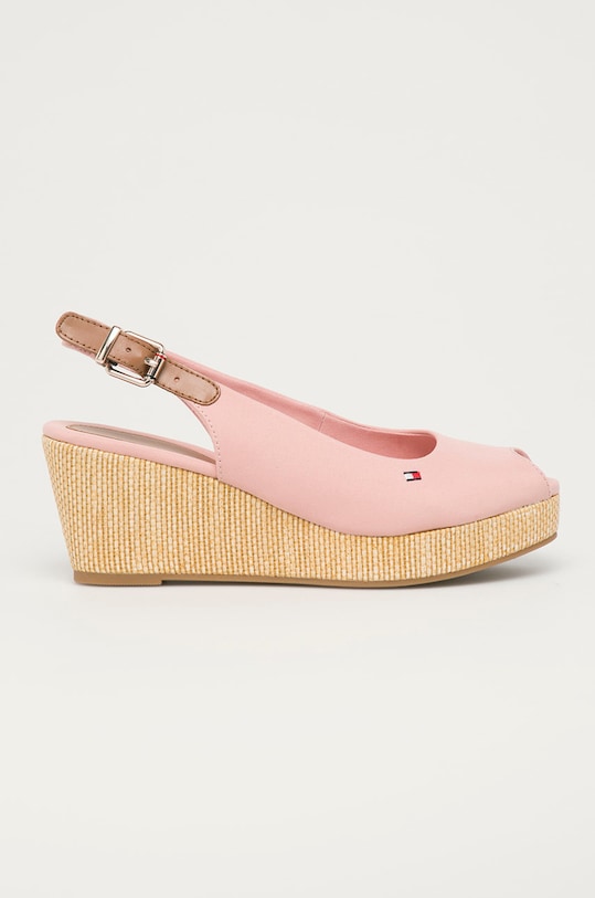 Tommy Hilfiger - Σανδάλια ICONIC ELBA SLING BACK WEDGE πλατφόρμα ροζ FW0FW04788