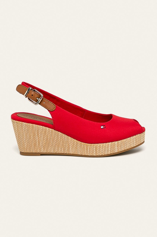 Tommy Hilfiger sandały ICONIC ELBA SLING BACK WEDGE 5-8 cm czerwony FW0FW04788