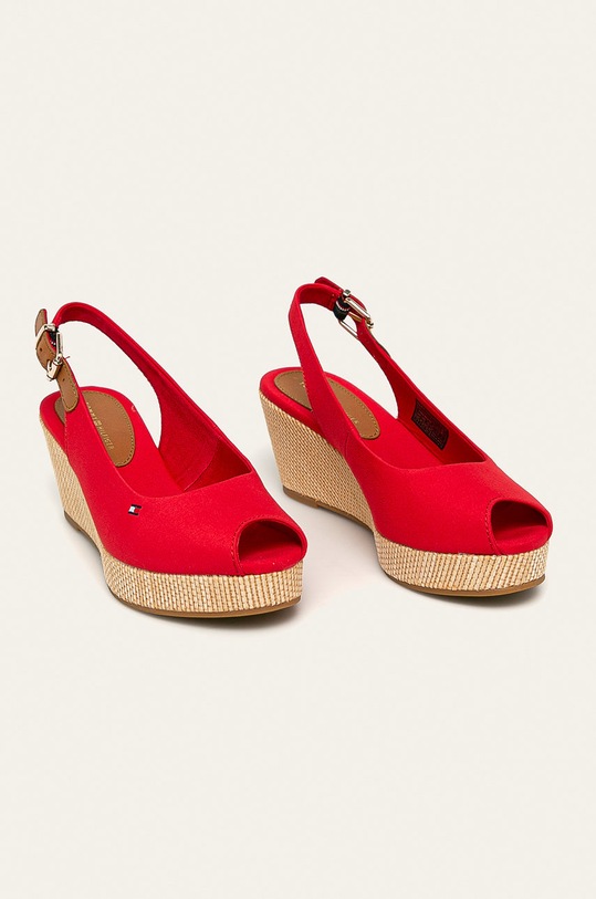 Tommy Hilfiger sandały ICONIC ELBA SLING BACK WEDGE FW0FW04788 czerwony SS24