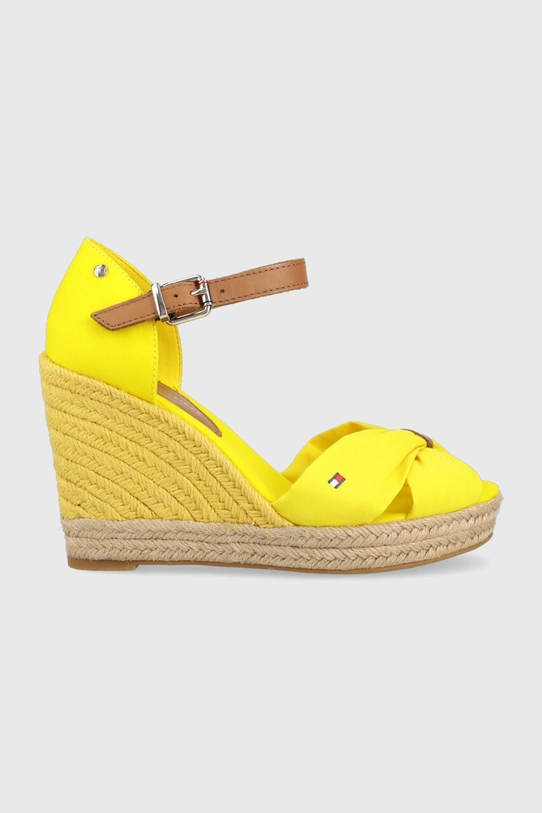 Tommy Hilfiger sandały BASIC OPENED TOE HIGH WEDGE tekstylny żółty FW0FW04784