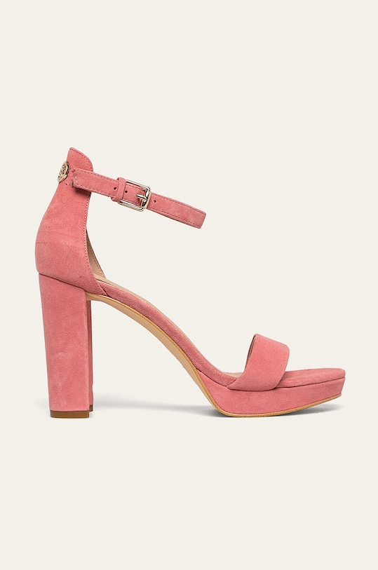Guess Jeans - Sandały skórzane słupek różowy FL5ORE.SUE03
