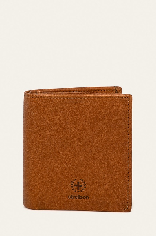 Strellson - Kožni novčanik bez uzorka smeđa 4010002743.703