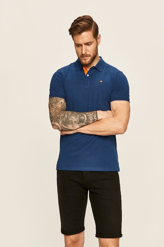 Tom Tailor Denim - Polo tričko bavlna tmavomodrá 1016502