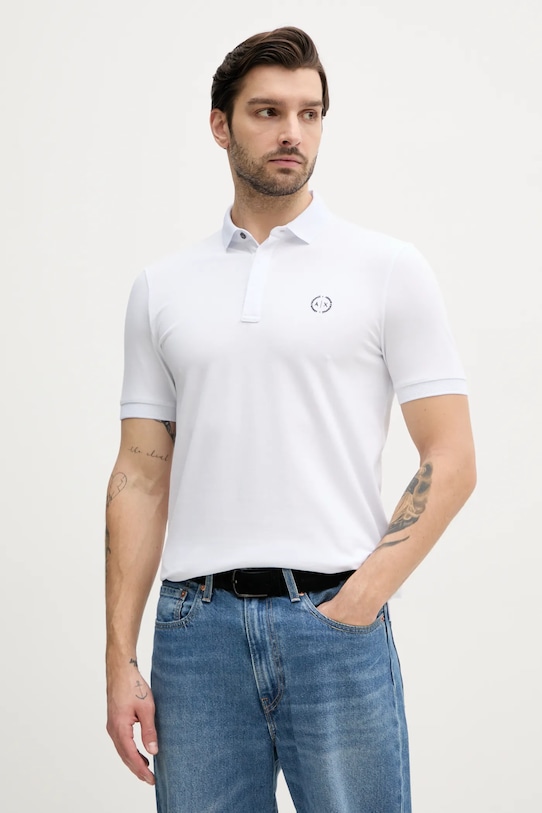 Polo tričko Armani Exchange s elastanem bílá 8NZF91.ZJ81Z