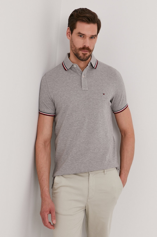Tommy Hilfiger - Πόλο βαμβάκι γκρί MW0MW13080