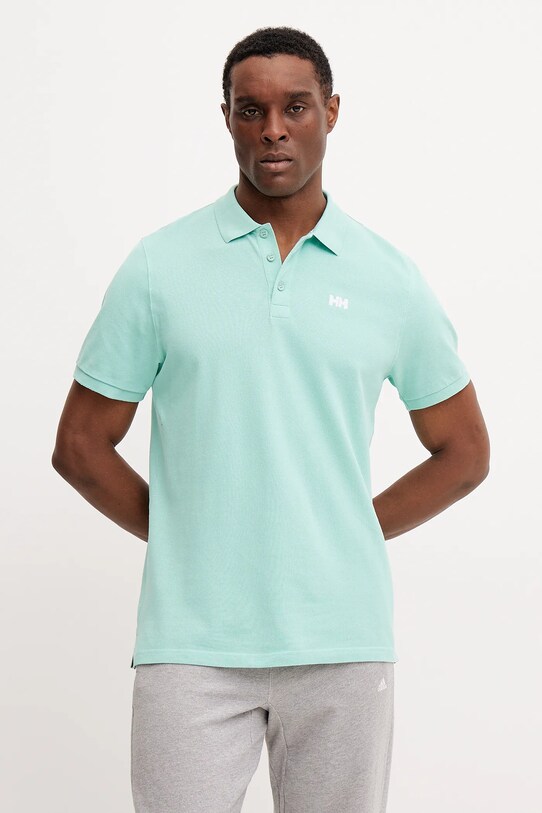 Хлопковое поло Helly Hansen бирюзовый 33980
