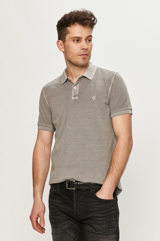 Тениска с яка Marc O'Polo памук сив M22226653024
