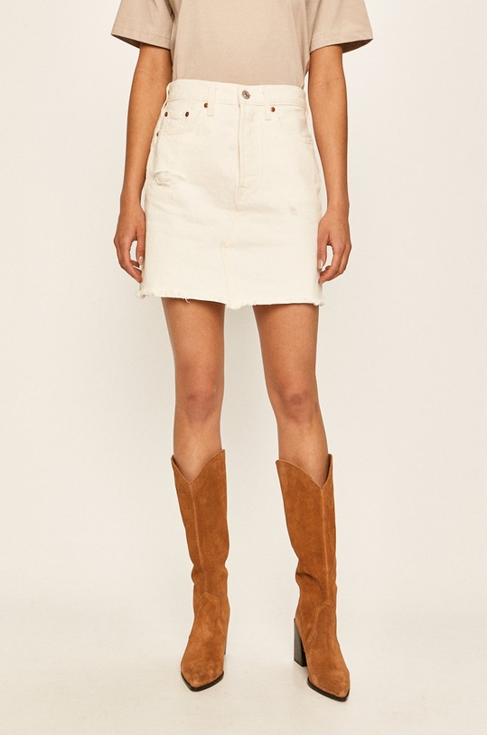 Levi's - Džínová sukně mini bílá 77882.0010