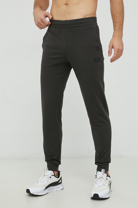EA7 Emporio Armani pantaloni de trening din bumbac bumbac maro 8NPP52.PJ05Z