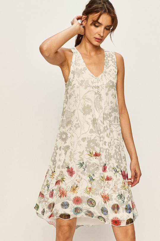 Desigual - Šaty kvetinový biela 20SWVK96