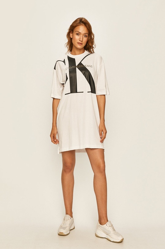 Calvin Klein Jeans - Rochie J20J213829 alb SS20