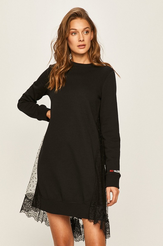 Red Valentino - Šaty čipka čierna TR3MJ03L4WY
