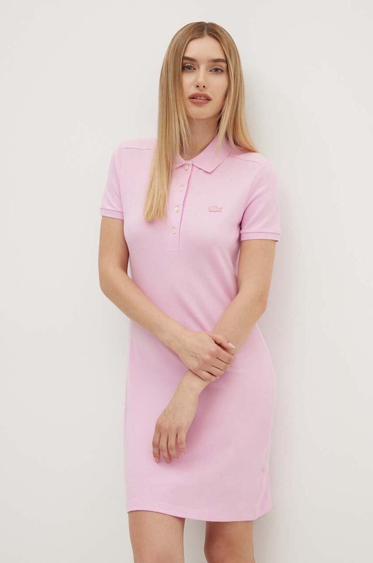 Lacoste sukienka z elastanem różowy EF5473