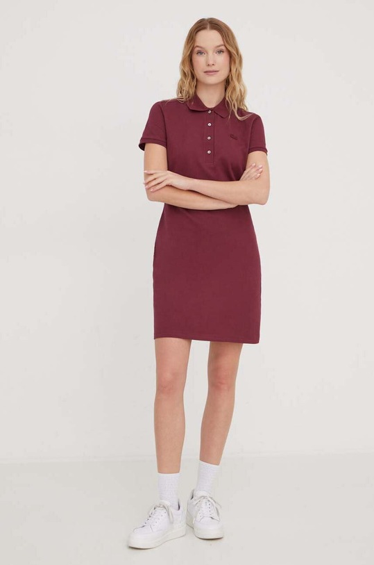 Lacoste rochie EF5473 burgundia AW25