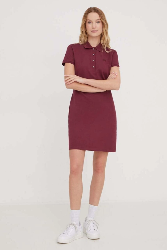 Lacoste rochie EF5473 burgundia SS25