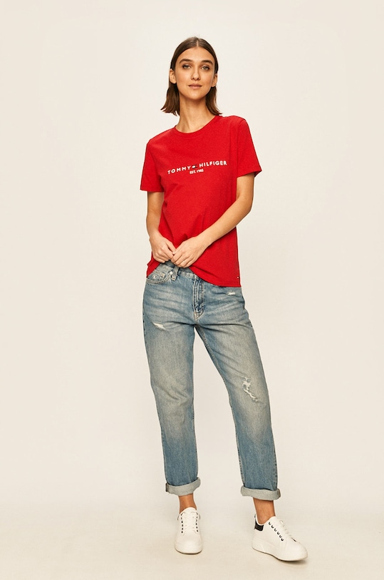 Tommy Hilfiger - Tricou WW0WW26868 rosu SS20