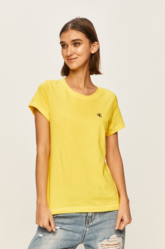 Calvin Klein Jeans tricou uni galben J20J212883