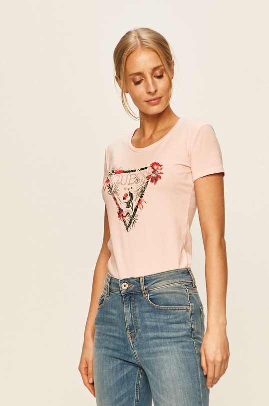 Guess Jeans - Tricou roz W0GI33.J1300