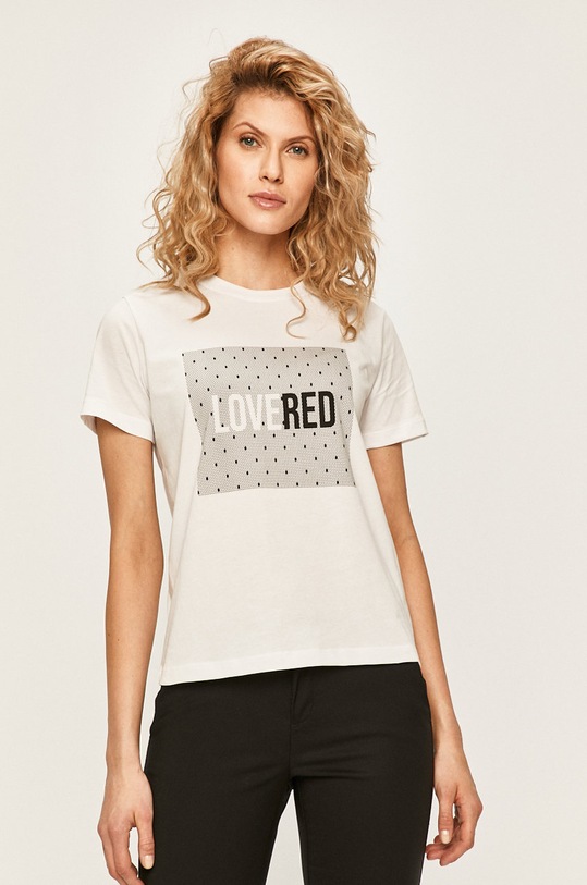 Red Valentino - Tricou print alb TR3MG05Z516