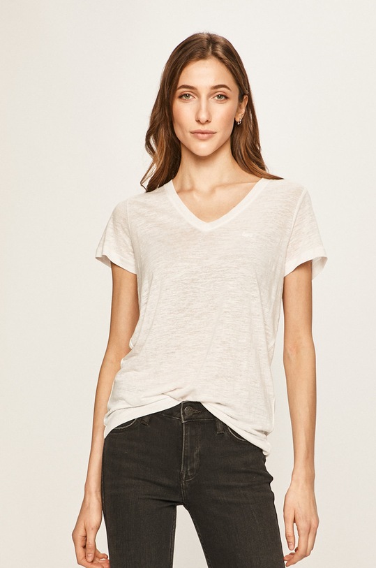 Lee - Tričko s příměsí lnu bílá L41JENLJ