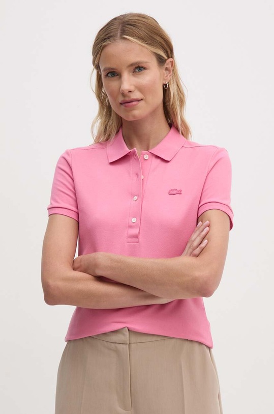 Lacoste polo z elastanem różowy PF5462