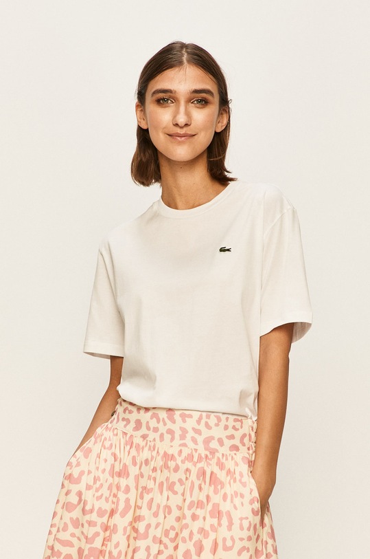 Lacoste tricou din bumbac alb TF5441