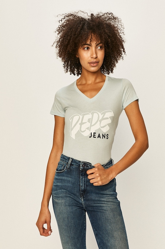 Pepe Jeans - Tricou Adele print albastru PL504431