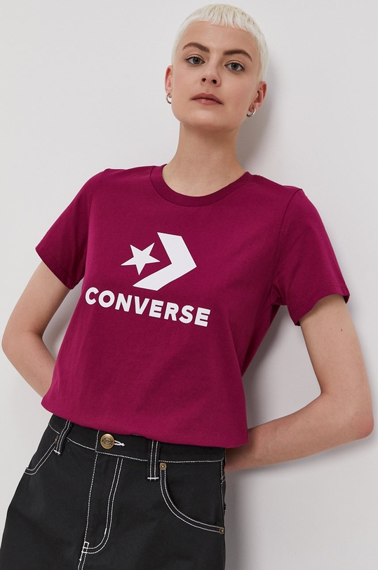 Converse T-shirt nadruk fioletowy 10018569.A10