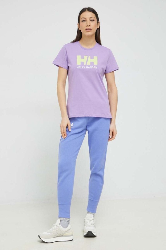 Helly Hansen t-shirt bawełniany 34112 fioletowy AW23