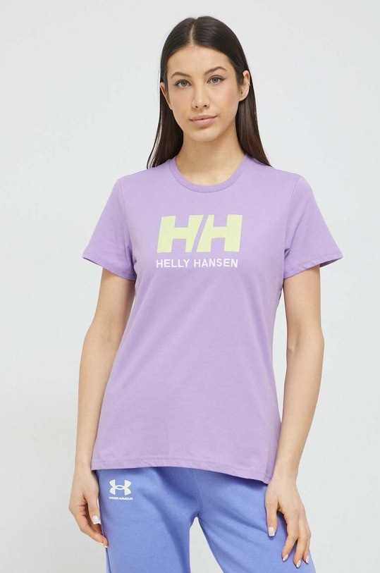 Helly Hansen t-shirt bawełniany fioletowy 34112