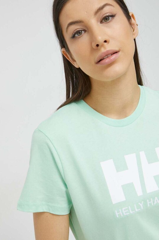 Памучна тениска Helly Hansen зелен 34112