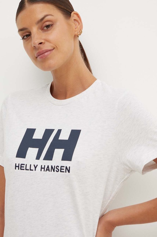 Bombažna kratka majica Helly Hansen Potisk siva 34112