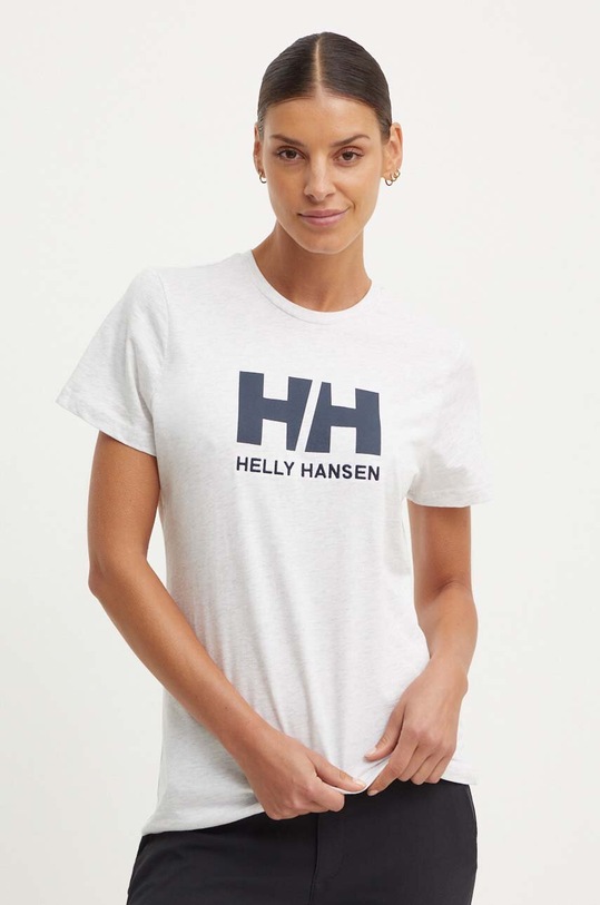 Bombažna kratka majica Helly Hansen siva 34112