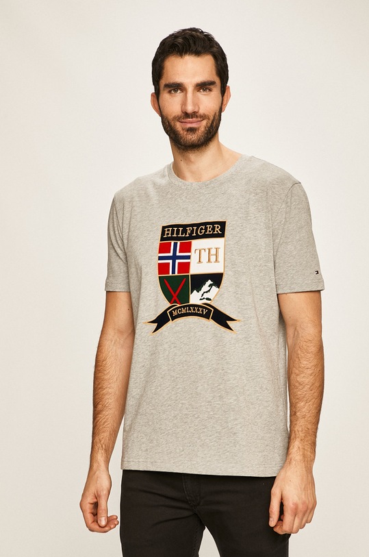 Tommy Hilfiger - Tricou melanj gri MW0MW12515