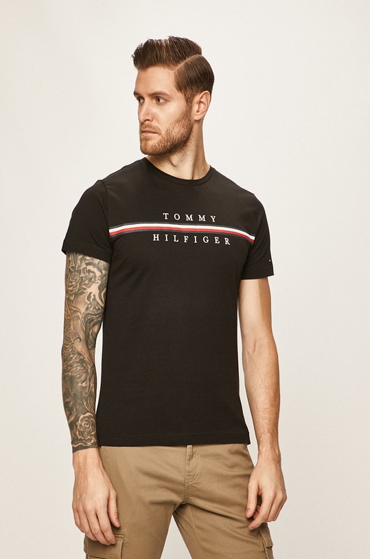 Tommy Hilfiger - Tricou print negru MW0MW12520