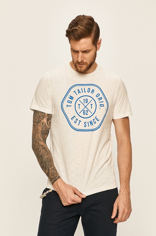 Tom Tailor Denim - T-shirt nadruk biały 1016155