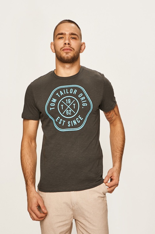 Tom Tailor Denim - T-shirt nadruk szary 1016155