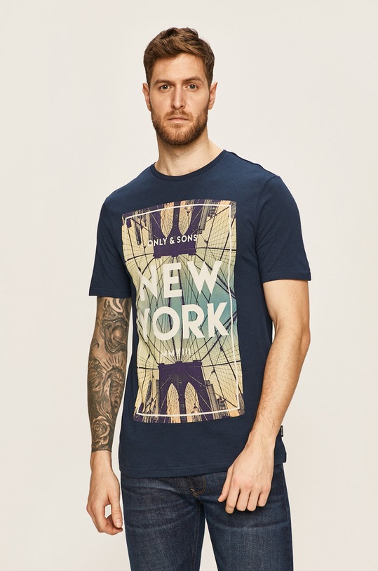 Only & Sons - Tričko kulatý námořnická modř 22015611