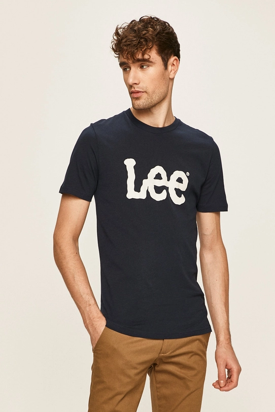 Lee - T-shirt nadruk granatowy L65QAIEE