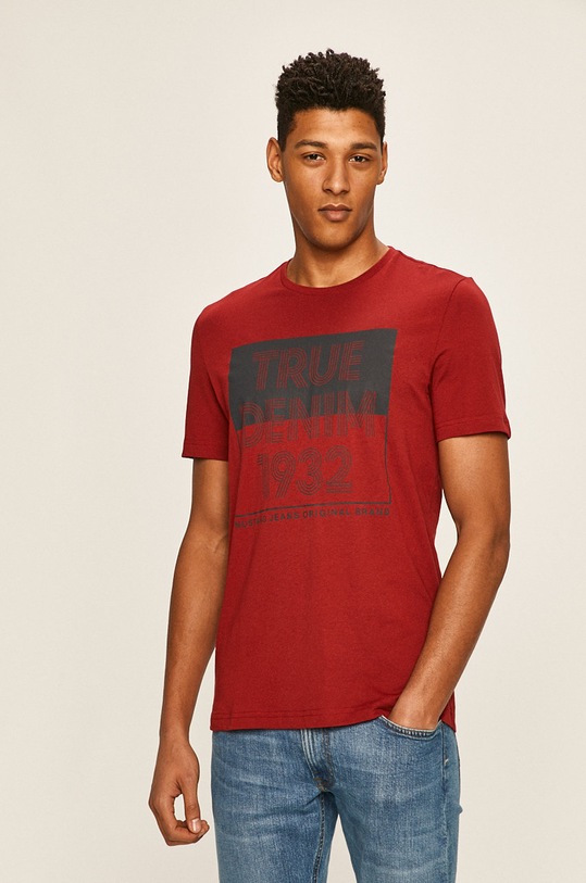 Mustang - T-shirt pamut burgundia 1009006.7194
