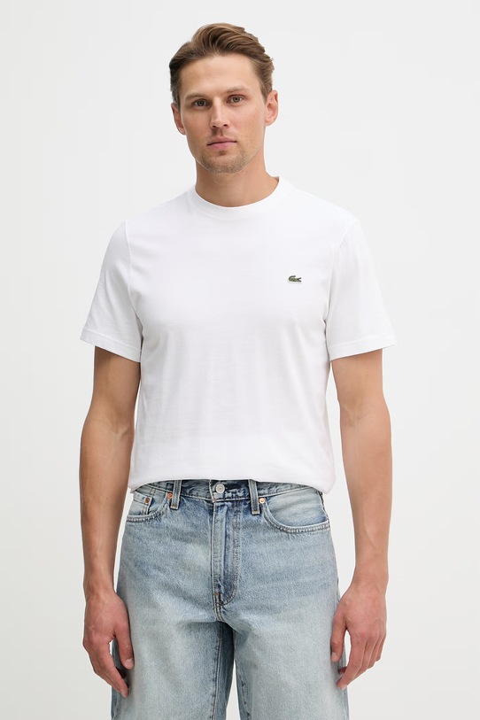 Βαμβακερό μπλουζάκι Lacoste κανονικό μπεζ TH2038