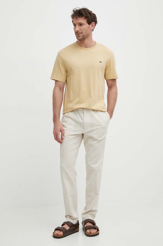 Бавовняна футболка Lacoste TH2038 бежевий SS20