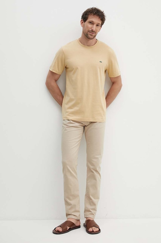 Lacoste tricou din bumbac TH2038 bej AW24
