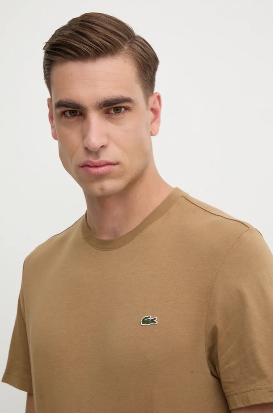 Lacoste t-shirt bawełniany brązowy TH2038