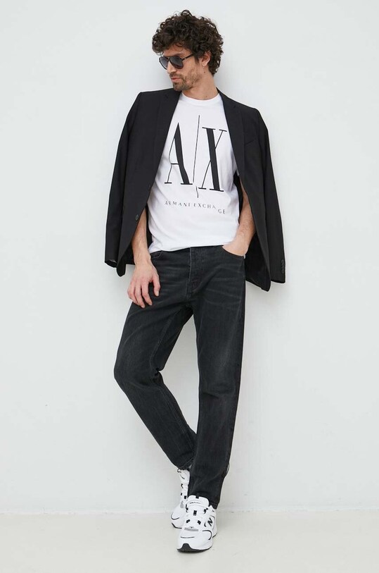Armani Exchange tricou din bumbac alb 8NZTPA.ZJH4Z