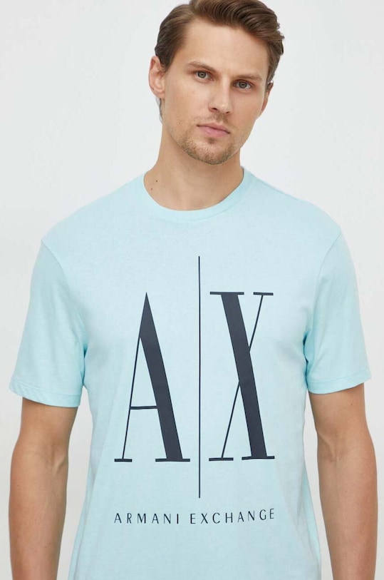 Armani Exchange t-shirt bawełniany turkusowy 8NZTPA.ZJH4Z