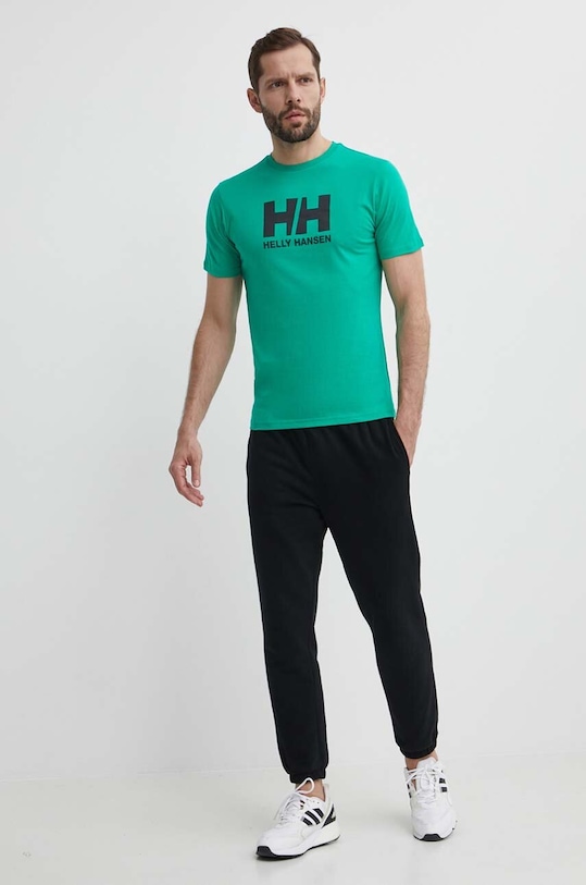 Helly Hansen t-shirt bawełniany 33979 zielony SS24