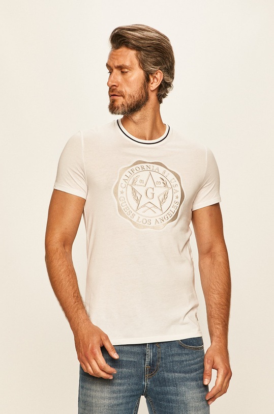 Guess Jeans - Tričko kulatý bílá M01I83.K46D0