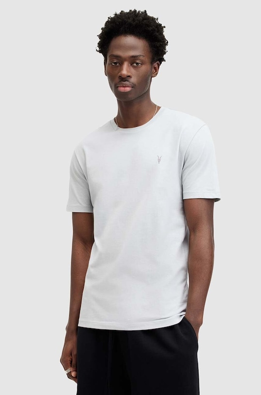 Βαμβακερό μπλουζάκι AllSaints BRACE SS CREW κανονικό γκρί MD131G